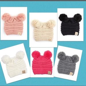 Infant Baby Authentic C.C Exclusives Double Pom Pom beanie hat NWT in Pkg